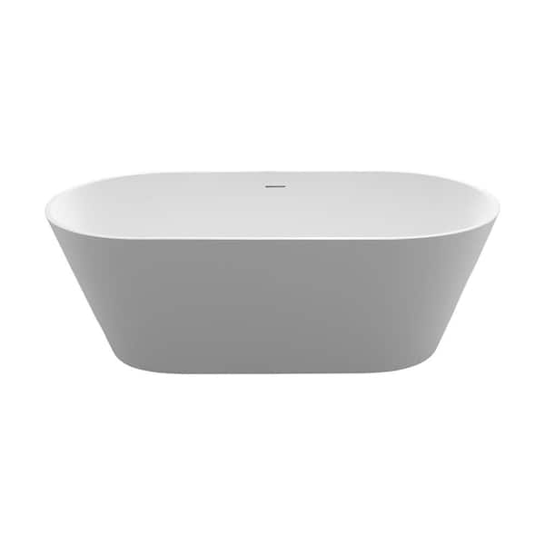 Unbranded 67 in. x 32 in. Stone Resin Solid Surface Freestanding Soaking Bathtub with Center Drain in Matte White