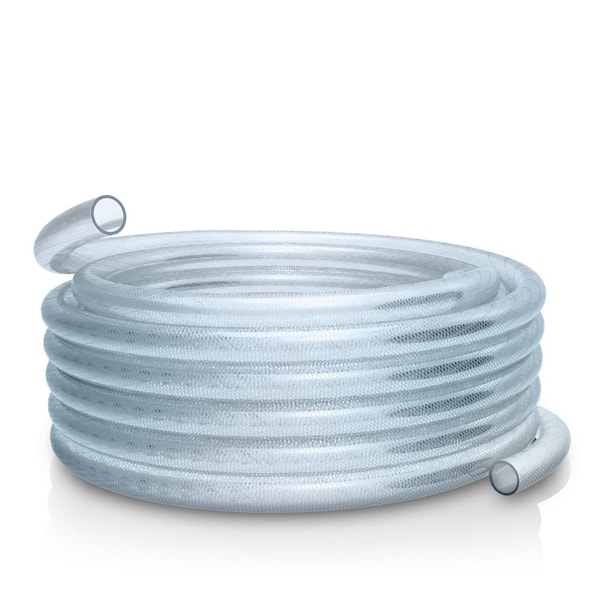 Alpine Corporation 1 in. I.D. x 100 ft. Clear Braided High Pressure, Heavy Duty Reinforced PVC Vinyl Tubing for All Applications