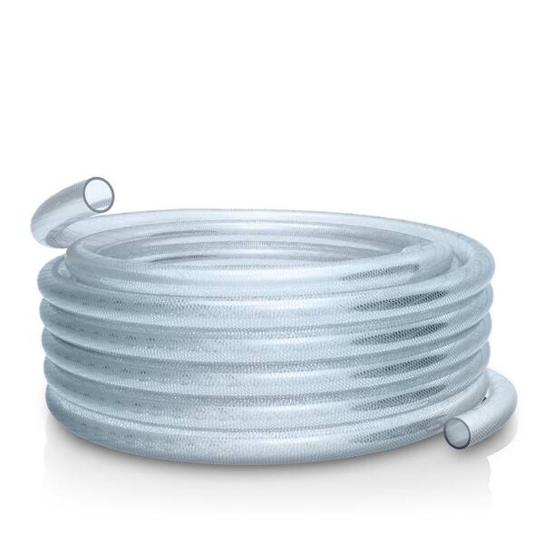 Alpine Corporation 5/8 in. I.D. x 100 ft. Clear Braided High Pressure, Heavy Duty Reinforced PVC Vinyl Tubing for All Applications