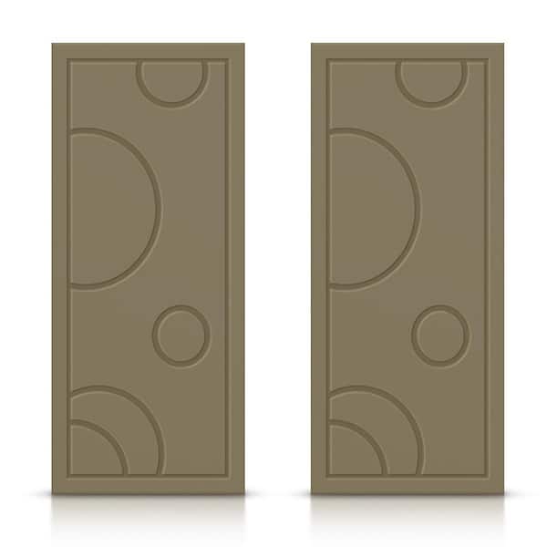 CALHOME 72 in. x 84 in. Hollow Core Olive Green Painted Composite MDF Interior Double Closet Sliding Doors