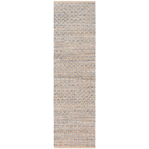 Cape Cod Blue/Natural 2 ft. x 8 ft. Distressed Geometric Runner Rug