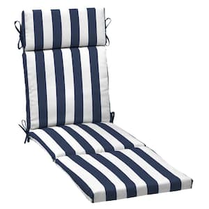 21 in. x 72 in. Outdoor Chaise Lounge Cushion in Sapphire Blue Cabana Stripe