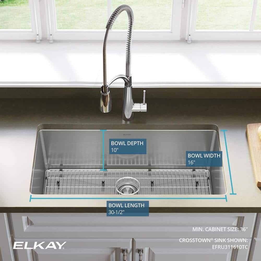 Elkay Crosstown 32.5" Stainless Steel Single Bowl Undermount Sink Kit