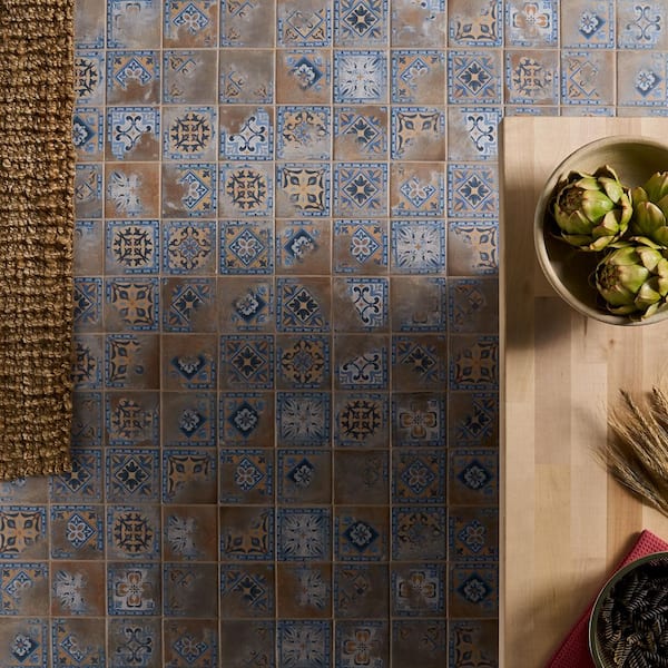 Casablanca Medina Multicolor 3.39 in. x 3.93 in. Square Matte Porcelain Floor and Wall Tile (4.73 sq. ft./ Case)