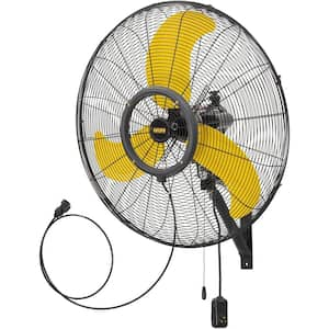 30 in. 9300-CFM Misting Outdoor Oscillation Weatherproof Mounted Wall Fan with GFCI Plug, Wall Fan in Yellow