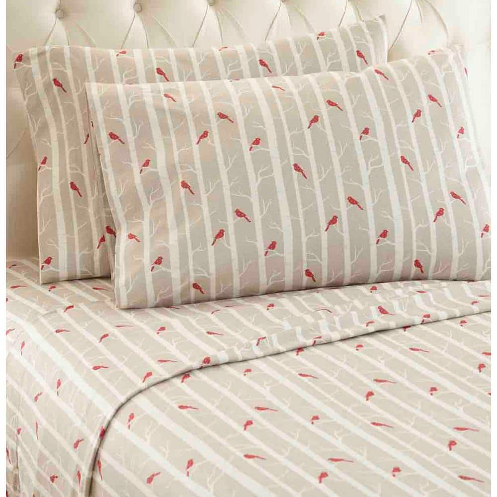 Micro Flannel 3-Piece Cardinals Geometric Twin Sheet Set MFNSSTWCAR