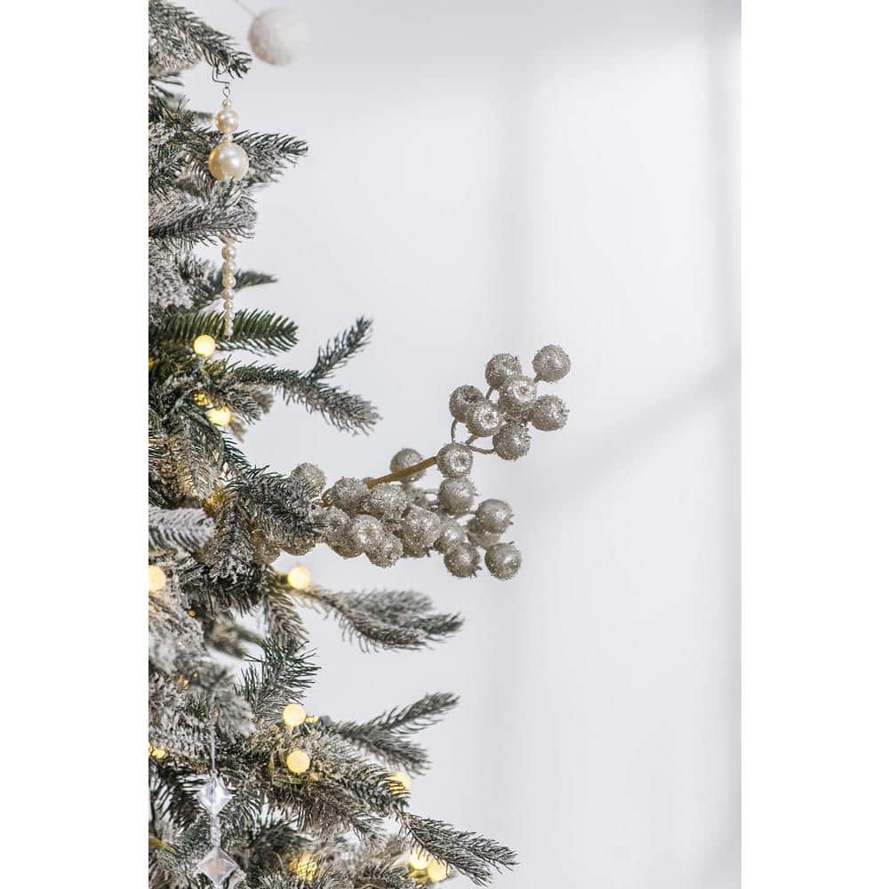 24" Silver Berry Sprays Set of 12