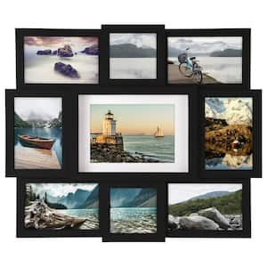 2-4 in. x 4 and 6-4 in. x 6 and 1-5 in. x 7 in. Black 9-Opening Array Puzzle Collage Picture Frame