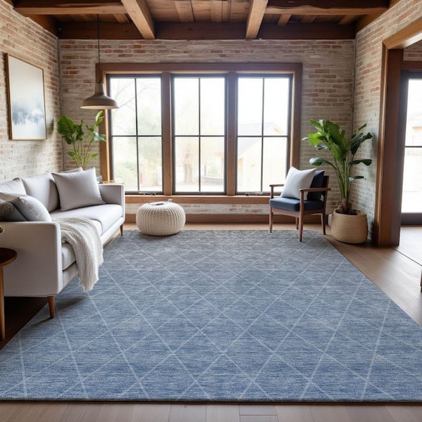 Mayfield Premium Machine Washable Abstract AMF1175 Blue 8 ft. x 10 ft. Area Rug