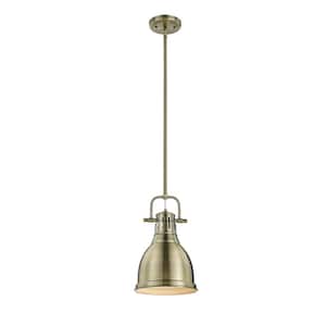 Duncan AB 1-Light Aged Brass Pendant with Aged Brass Shade