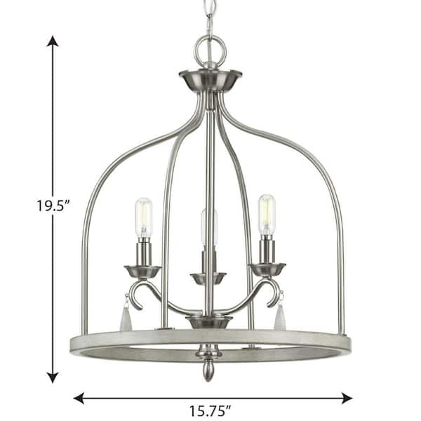 Progress Lighting Vinings Collection 3 Light Brushed Nickel Coastal Foyer Pendant P500296 009 Progress Lighting Vinings Collection 3, Chandelier For Foyer Home Depot