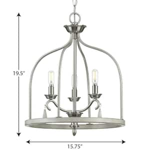 Vinings Collection 3-Light Brushed Nickel Coastal Foyer Pendant Light