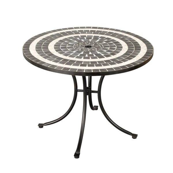 Home Styles Delmar Black & Gray Tile Patio Top Table-DISCONTINUED