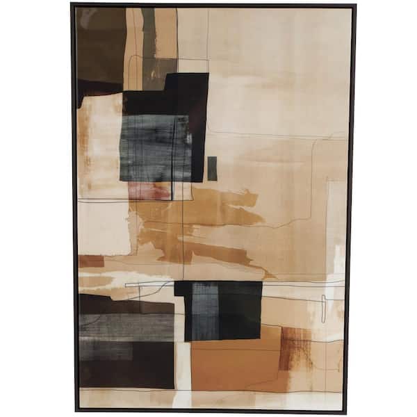 1-Panel Geometric Framed Wall Art with Black and Brown Accents 48 in. x 33 in.