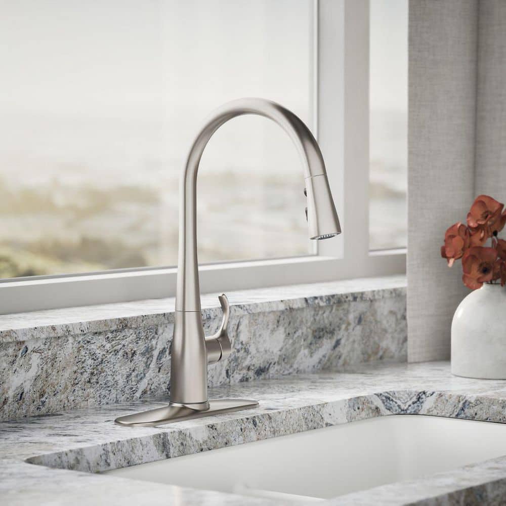 KOHLER Simplice Single-Handle Pull-Down Sprayer Kitchen Faucet with ...