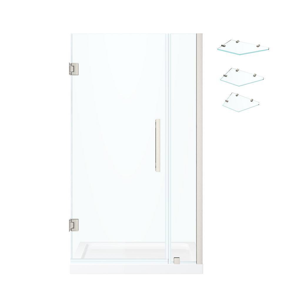 Satin Nickel Frameless Alcove Shower Kit with Shelves