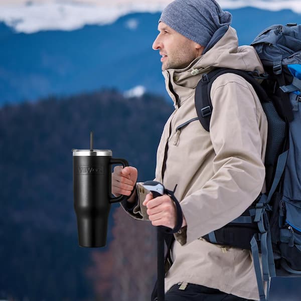 VEVOR Insulated Water Bottle 40 oz. Black Stainless Steel