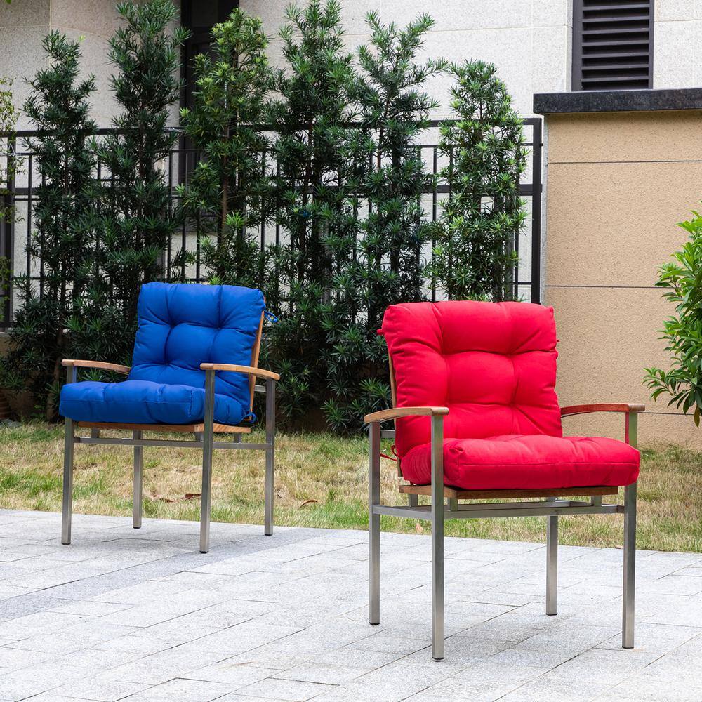 Red Polyfiber Tufted Patio Chair Cushion with Ties