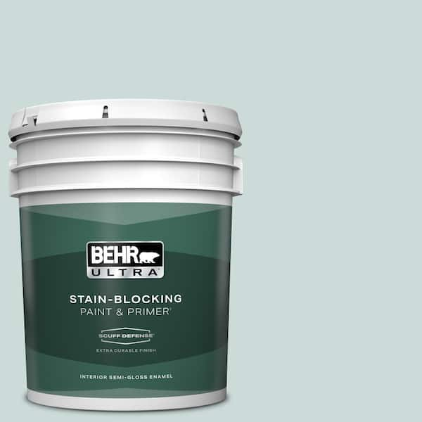 BEHR ULTRA 5 gal. #PPL-46 Blue Cypress Extra Durable Semi-Gloss Enamel Interior Paint & Primer