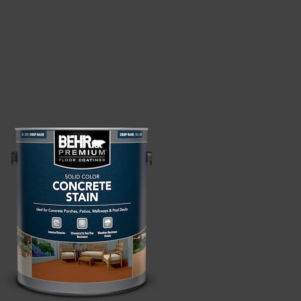 BEHR PREMIUM 1 gal. #PFC-75 Tar Black Solid Color Flat Interior/Exterior Concrete Stain