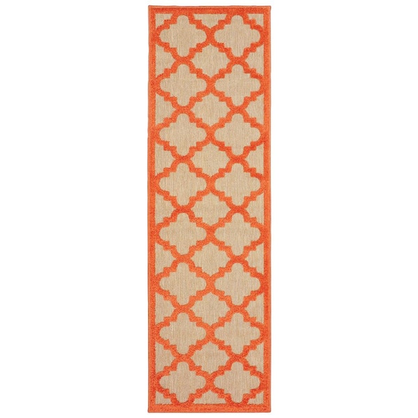 Home Decorators Collection Marina Orange 2 ft. x 8 ft. Outdoor Runner Rug