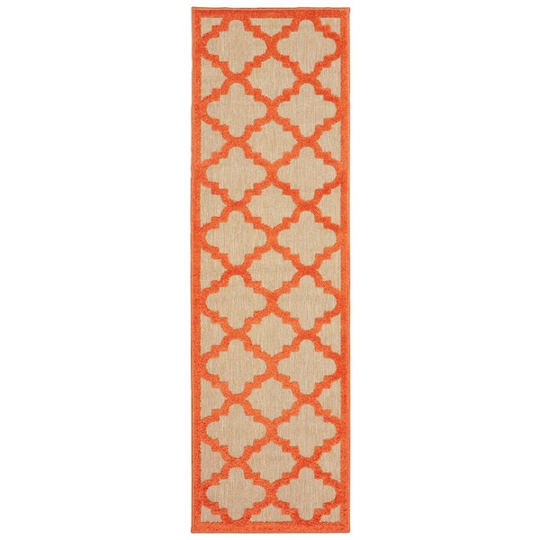 Marina Orange 2 ft. x 8 ft. Outdoor Runner Rug