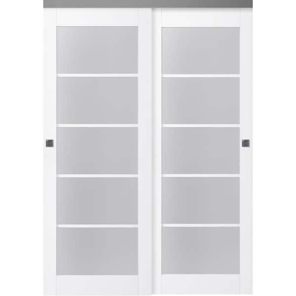 Belldinni Paola 5-Lite 48 in. x 80 in. Bianco Noble Finished Wood Composite Bypass Sliding Door