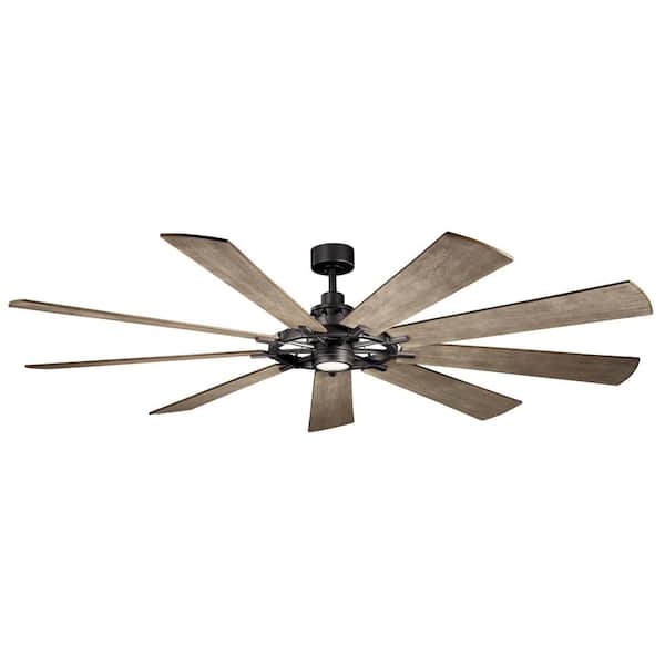 Kichler Gentry XL 85-in Anvil Iron LED Indoor/Outdoor Ceiling Fan with Light Kit (9-Blade)