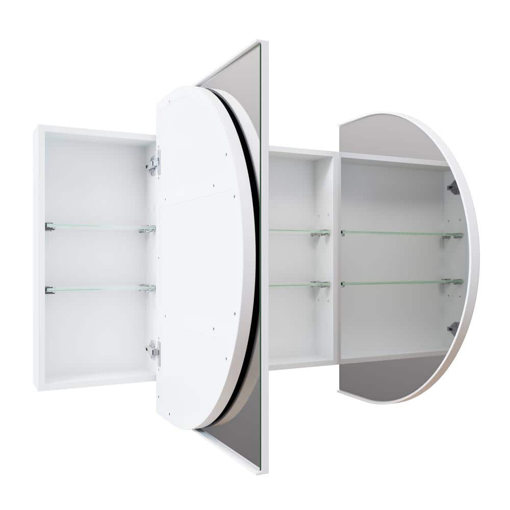 White 60" x 30" Recessed Medicine Cabinet with Adjustable Shelves