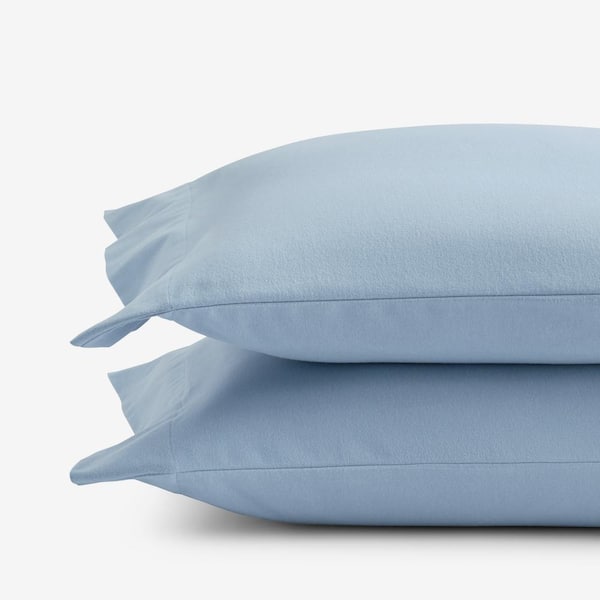 The Company Store Company Cotton Solid Velvet Flannel Powder Blue Standard Pillowcase (Set of 2)