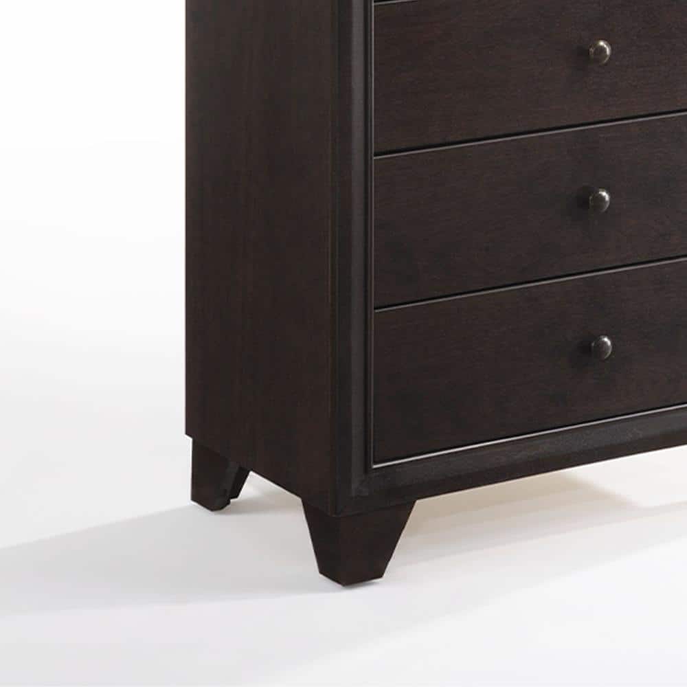 Wooden Chest with 5 Spacious Drawers Espresso Brown - Saltoro Sherpi