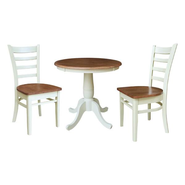 International Concepts Hampton 3-Piece Round Hickory/Shell Solid Wood Small Dining Set Seats 2