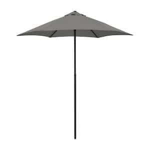 7.5 ft. Steel Market Patio Umbrella Push-Button Open and Tilt in Taupe Polyester