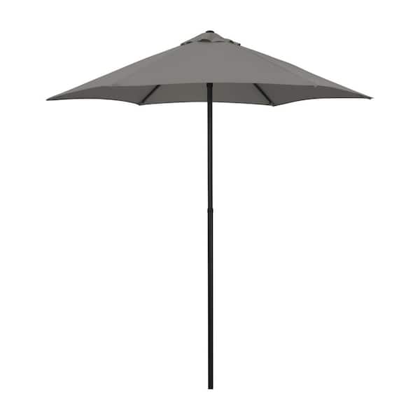 Astella 7.5 ft. Steel Market Patio Umbrella Push-Button Open and Tilt in Taupe Polyester