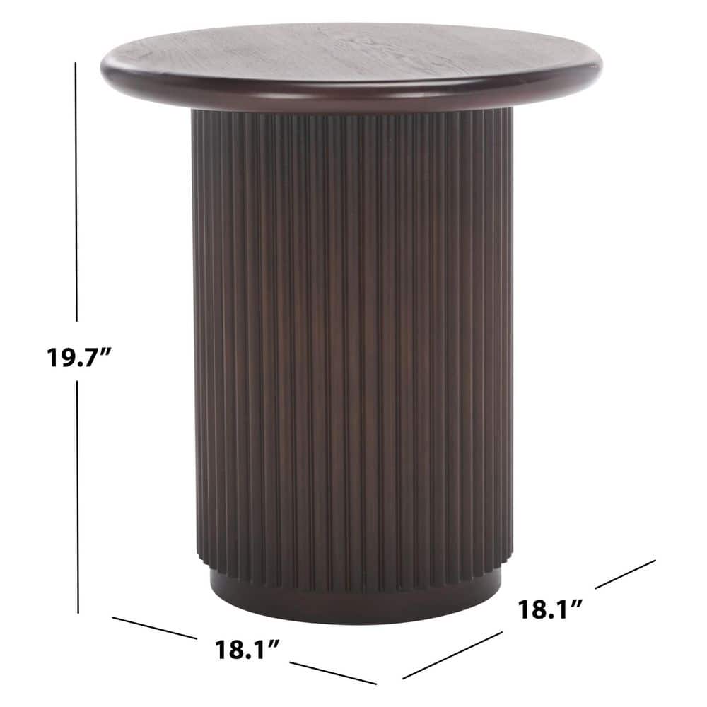 Agami 18.1 in. Dark Brown Round Wood End Table - thumbnail 6