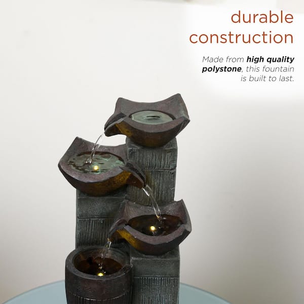 Alpine Corporation 14 in. Tall Indoor/Outdoor 4-Tier Square Bowl
