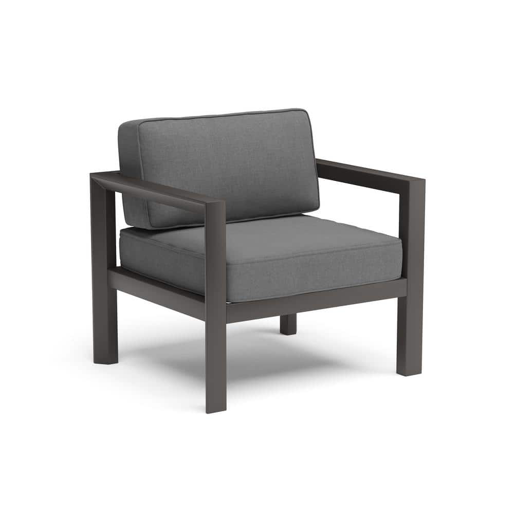 Grayton 29" High Aluminum Outdoor Lounge Chair with Gray Cushions