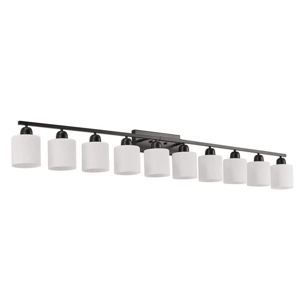 65 in. 10-Light Modern Black Bathroom Vanity Light Over Mirror, with Milky White Frosted Glass Shade(Bulbs Not Included) price history on PriceWatchPro