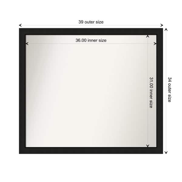 Amanti Art Midnight Black Narrow 39.25 in. x 34.25 in. Custom Non-Beveled Wood FramedBathroom Vanity Wall Mirror