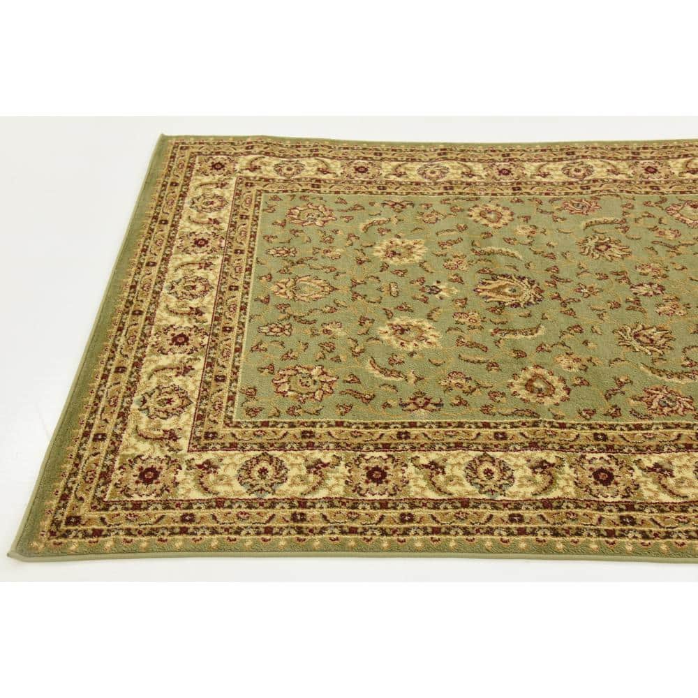 Green Rectangular Synthetic Easy Care Area Rug
