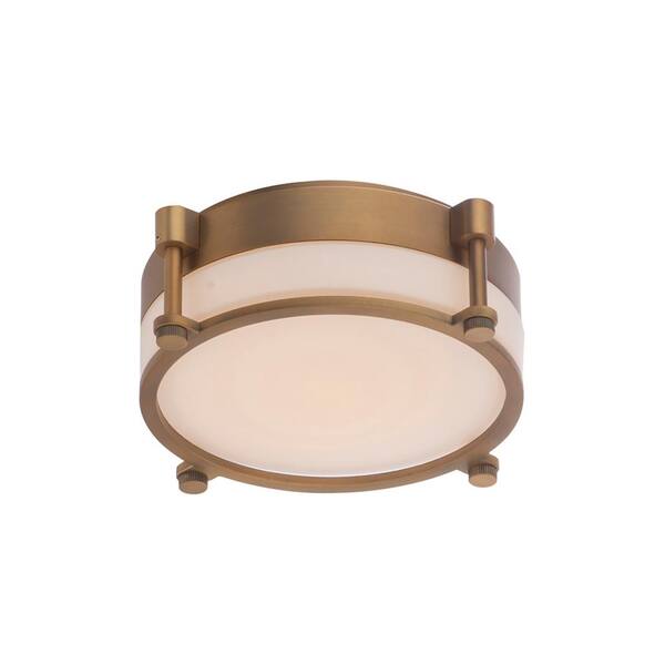 WAC Lighting Wright 14 in. 1-Light 3000K Aged Brass LED Flush Mount