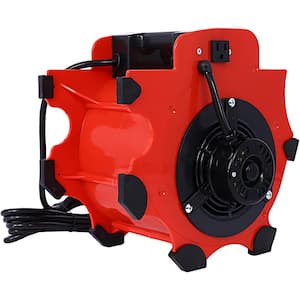 9 in. 3-Speed Red Heavy Duty Floor Dryer Fan with 4 Different Angles