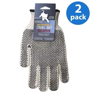 Reversible PVC Dotted String Knit Gloves, 2 Pair Value Pack