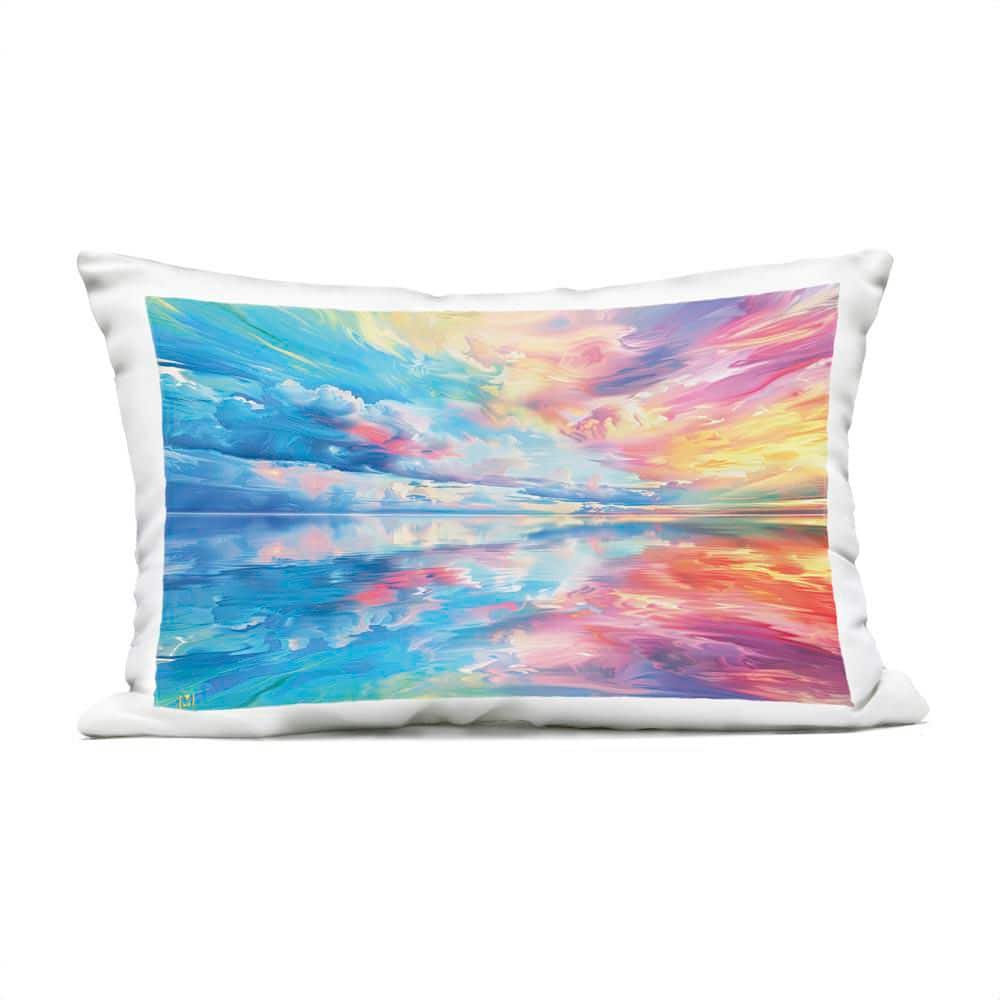 Prismatic Rainbow Sunset Multi-Color Rectangular Outdoor Throw Pillow price history on PriceWatchPro
