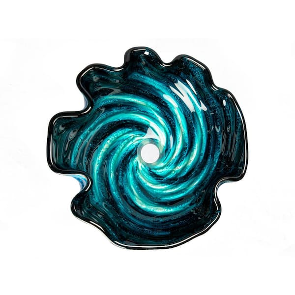 Eden Bath Caribbean Wave Glass Vessel Sink in Blue