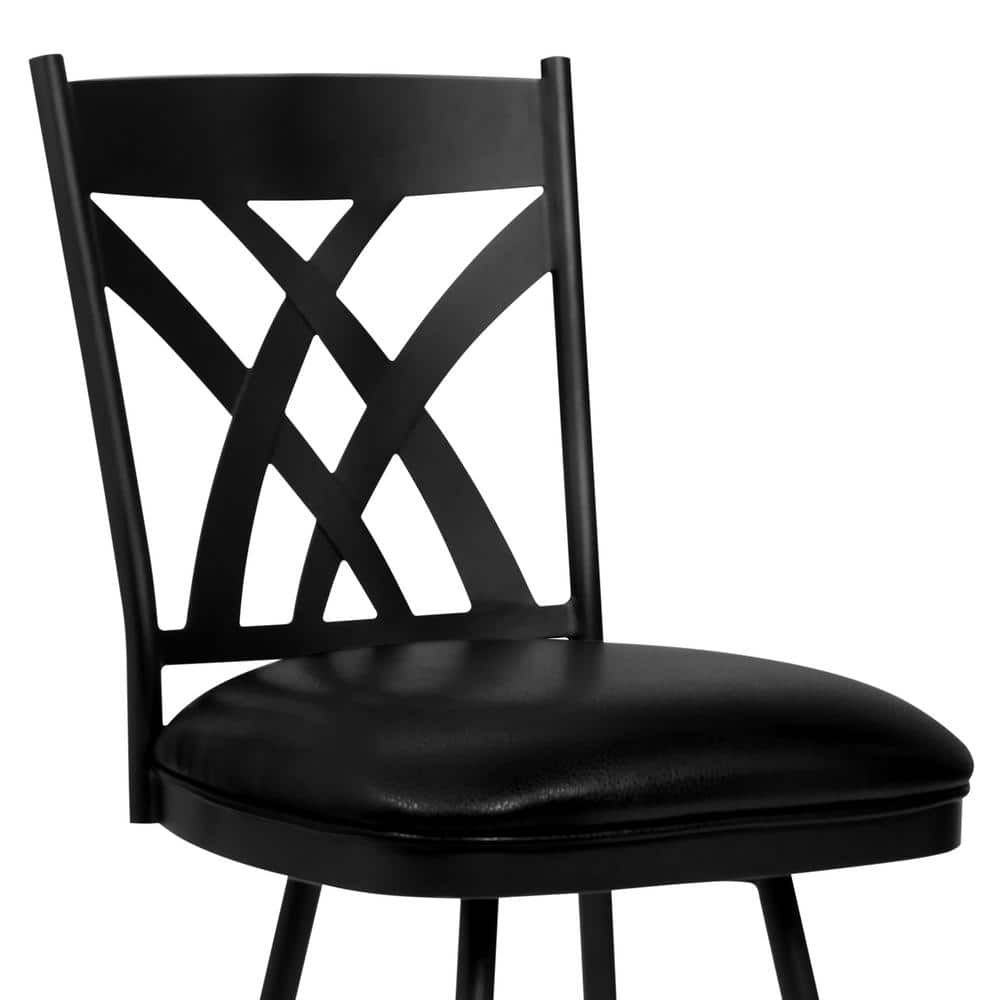 26" Black Faux Leather Metal Swivel Counter Stool