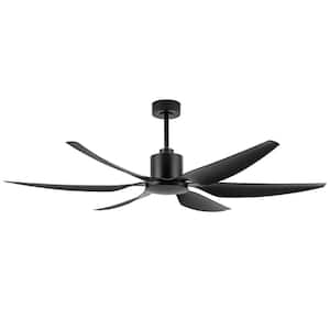 Aurora 66 in. 6-Speed Indoor Black Ceiling Fan with DC Motor and Remote Control