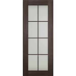 Vona 8-Lite 24 in. x 80 in. No Bore Solid Core Frosted Glass Veralinga Oak Prefinished Composite Wood Interior Door Slab