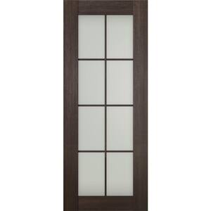 Vona 8-Lite 28 in. x 96 in. No Bore Solid Core Frosted Glass Veralinga Oak Prefinished Composite Wood Interior Door Slab