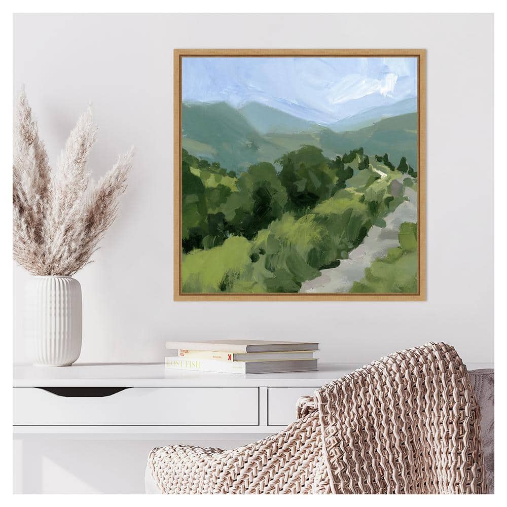 Tree-lined Path I Scenic Landscape Canvas Art with Maple Frame